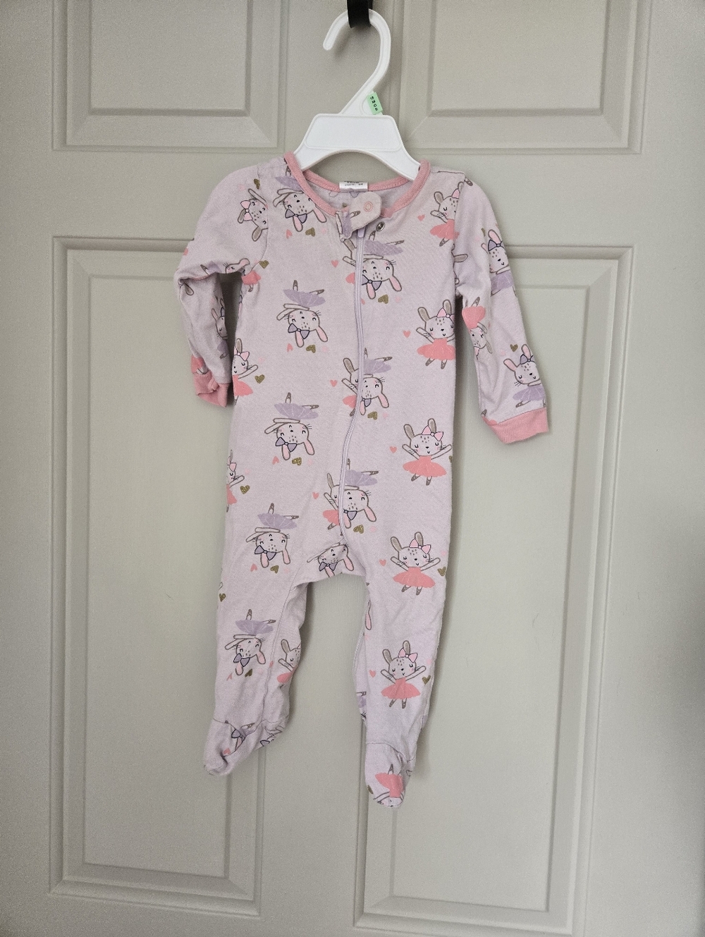 3/$15 Gerber Pink Bunny Footed One-Piece Pajamas 3-6 M